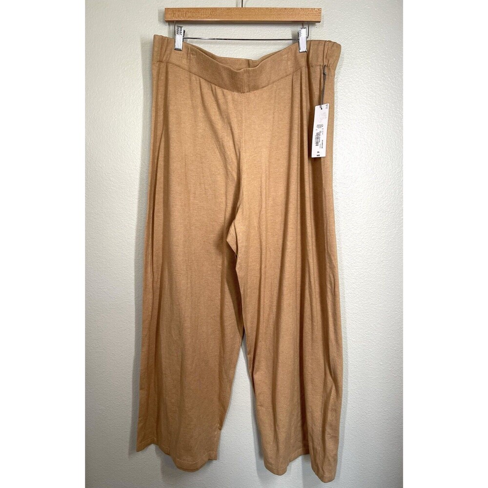 NWT Liz Claiborne Dark Khaki Wide Leg‎ Flowy Pants Sz XXL Office Career Comfort